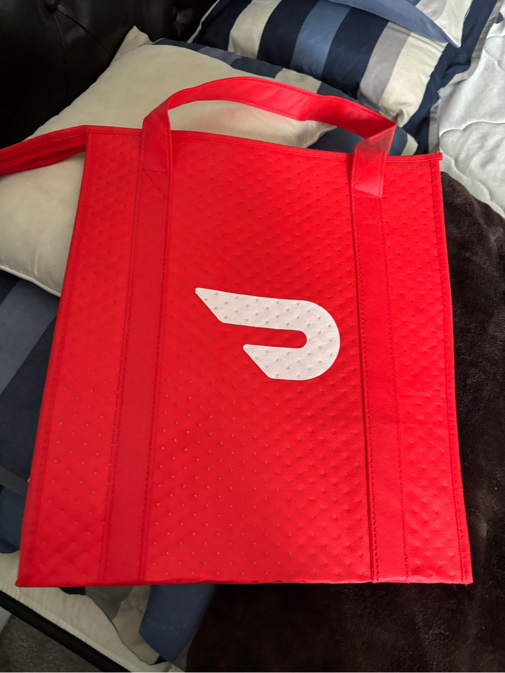 Red DoorDash Insulated Tote with White Delivery Logo